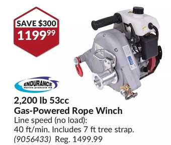 Princess Auto Endurance 2,200 lb 53cc gas-powered rope winch offer