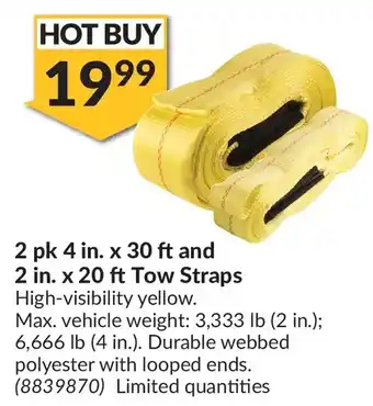 Princess Auto 2 pk 4 in. x 30 ft and 2 in. x 20 ft tow straps offer
