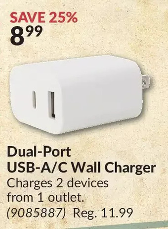 Princess Auto Dual-port usb-a/c wall charger offer