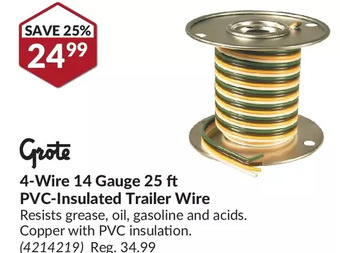 Princess Auto Grote 4-wire 14 gauge 25 ft pvc-insulated trailer wire offer