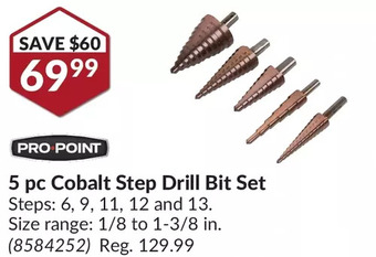 Princess Auto Pro.point 5 pc cobalt step drill bit set offer