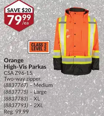 Princess Auto Orange high-vis parkas medium | large | xl | 2xl offer