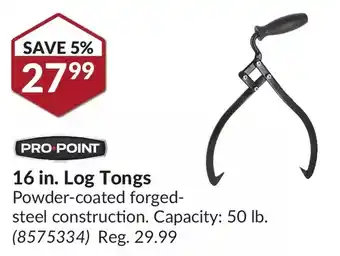Princess Auto Pro.point 16 in. log tongs offer