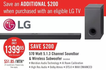 The Brick Lg s90qy 5.1.3-channel 570 w high res soundbar with wireless subwoofer - s90qy.dcanllk offer