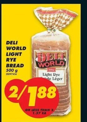 No Frills Deli World Light Rye Bread offer