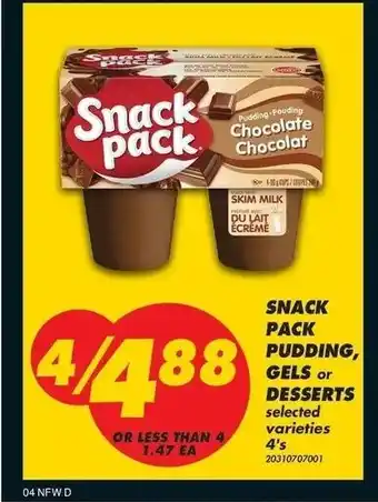 No Frills Snack Pack Pudding Gels offer