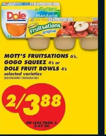 No Frills Mott's Fruitsations Gogo Squeez offer