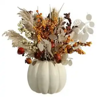 Lowe's Holiday living 16-in pumpkin decor centerpiece with harvest florals offer