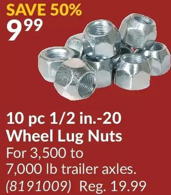 Princess Auto 10 pc 1/2 in. -20 wheel lug nuts offer