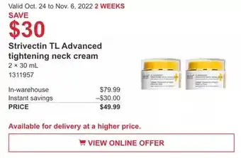 Costco Strivectin tl advanced tightening neck cream offer