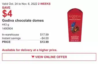 Costco Godiva chocolate domes offer