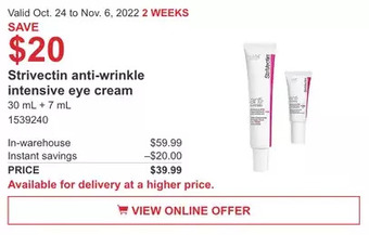 Costco Strivectin anti-wrinkle intensive eye cream offer