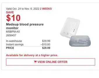 Costco Medsup blood pressure monitor offer
