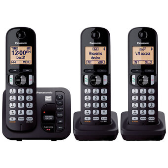 Best Buy Panasonic 3-handest dect 6.0 cordless phone w/ answering machine (kxtgc253cb) -black -only at best buy offer