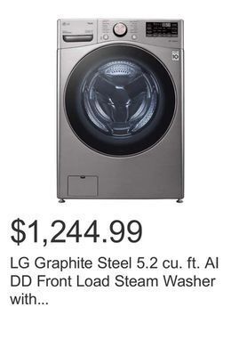 Costco Lg graphite steel 5.2 cu. ft. ai dd front load steam washer with thinq technology (wi-fi enabled) offer
