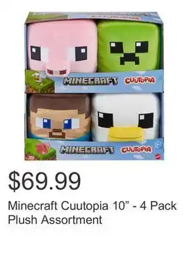 Costco Minecraft cuutopia 10" - 4 pack plush assortment offer