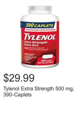 Costco Tylenol extra strength 500 mg, 390-caplets offer