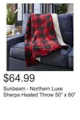 Costco Sunbeam - northern luxe sherpa heated throw 50" x 60" offer