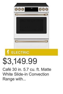 Costco Café 30 in. 5.7 cu. ft. matte white slide-in convection range with wi-fi offer