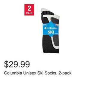 Costco Columbia unisex ski socks, 2-pack offer