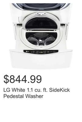 Costco Lg white 1.1 cu. ft. sidekick pedestal washer offer