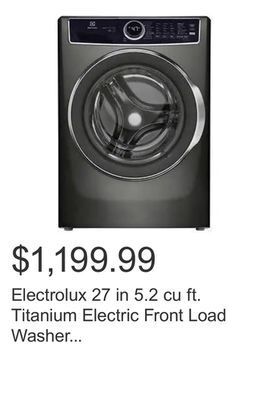Costco Electrolux 27 in 5.2 cu ft. titanium electric front load washer with luxcare wash system offer