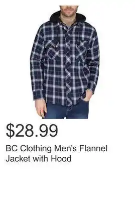Costco Bc clothing men's flannel jacket with hood offer