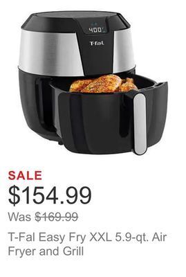 Costco T-fal easy fry xxl 5.9-qt. air fryer and grill offer