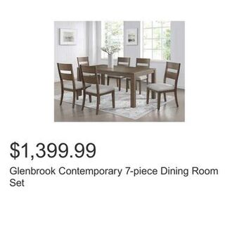 Costco Glenbrook contemporary 7-piece dining room set offer