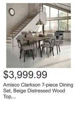 Costco Amisco clarkson 7-piece dining set, beige distressed wood top, brown frame offer