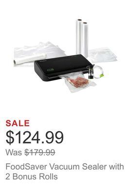 Costco Foodsaver vacuum sealer with 2 bonus rolls offer