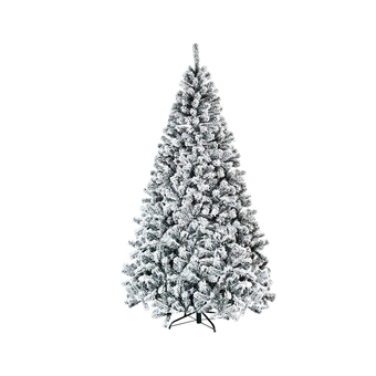 Best Buy Costway 7.5ft premium snow flocked hinged artificial christmas tree unlit w/ metal stand offer