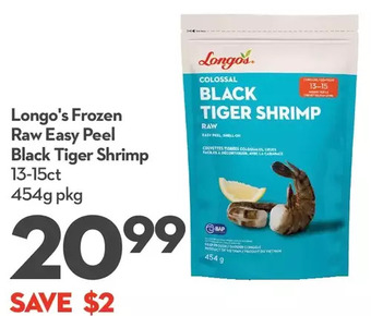 Longo's Longo's frozen raw easy peel black tiger shrimp offer