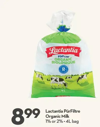 Longo's Lactantia purfiltre organic milk offer