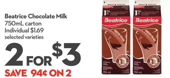 Longo's Beatrice chocolate milk offer