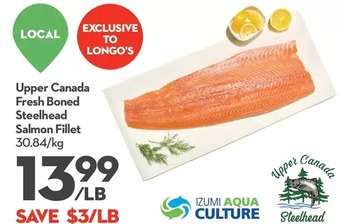 Longo's Upper canada fresh boned steelhead salmon fillet offer
