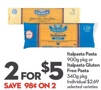 Longo's Italpasta pasta or italpasta gluten free pasta offer