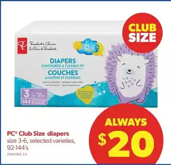 Real Canadian Superstore Pc club size diapers offer