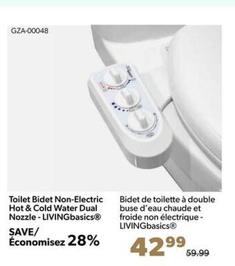 Shopper+ Toilet bidet non-electric hot & cold water dual nozzle - livingbasics offer