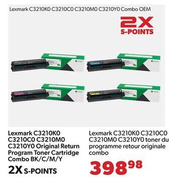 Shopper+ Lexmark c3210k0 c3210c0 c3210m0 c3210y0 original return program toner cartridge combo bk/c/m/y offer