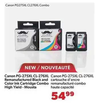 Shopper+ Moustache canon pg-275xl cl-276xl remanufactured black and color ink cartridge combo high yield - mousta offer