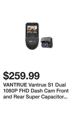 Newegg Vantrue s1 dual 1080p fhd dash cam front and rear super capacitor dash camera 2 inch lcd 2880x2160p single front discreet car offer