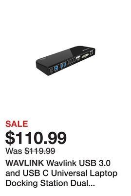 Newegg Wavlink usb 3.0 and usb c universal laptop docking station dual monitor with hdmi & dvi/vga with gigabit ethernet, 6 usb port offer