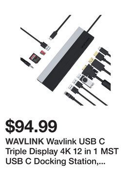 Newegg Wavlink usb c triple display 4k 12 in 1 mst usb c docking station, type c systems (dp & hdmi &vga, usb 3.0&2.0 ports, sd tf c offer