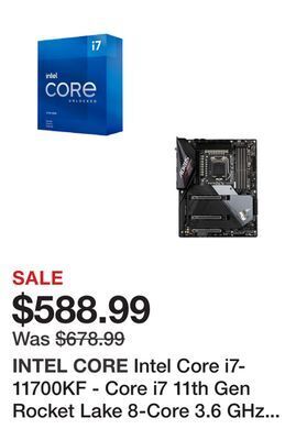 Newegg Intel core i7-11700kf - core i7 11th gen rocket lake 8-core 3.6 ghz lga 1200 125w desktop processor - bx8070811700kf and giga offer