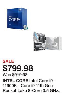 Newegg Intel core i9-11900k - core i9 11th gen rocket lake 8-core 3.5 ghz lga 1200 125w intel uhd graphics 750 desktop processor - b offer