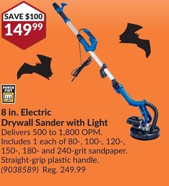 Princess Auto 8 in. electric drywall sander with light offer
