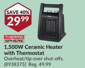 Princess Auto 1, 500w ceramic heater with thermostat offer