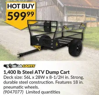 Princess Auto 1,400 lb steel atv dump cart offer
