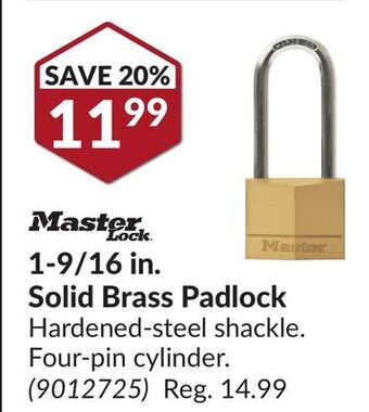 Princess Auto 1-9/16 in. solid brass padlock offer